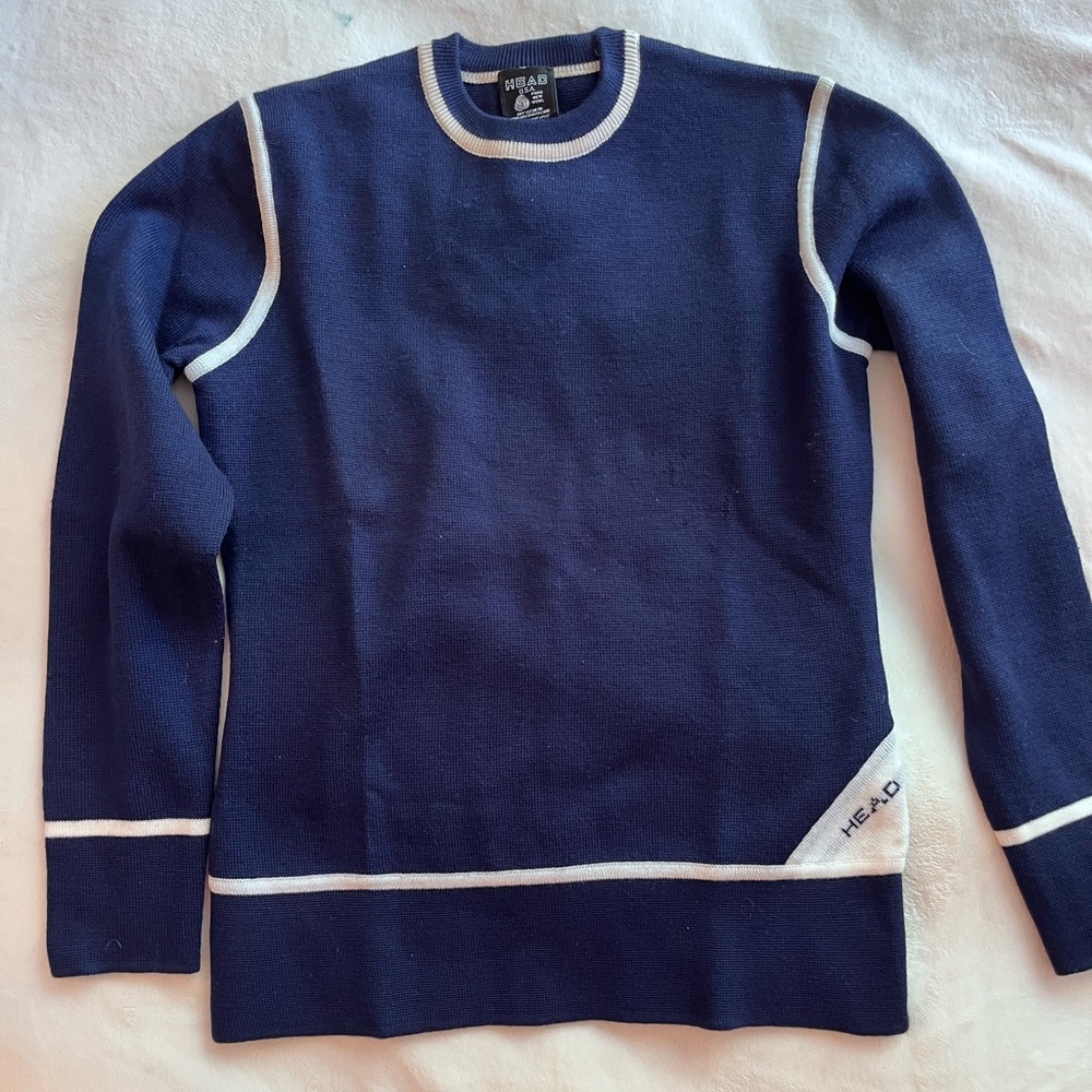 HEAD Men's Dark Blue Crewneck Sweater with White Trim like new!